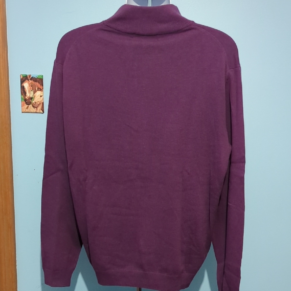 Roundtree & Yorke Men's Zip-Up Sweater in Deep Purple - Picture 3 of 5